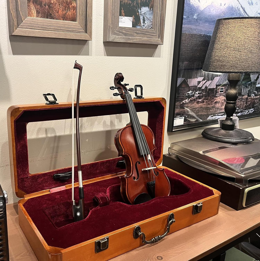Le plus petit violon 1/32 fait main en bois massif avec étui assorti - Taille jouable, entièrement fonctionnel