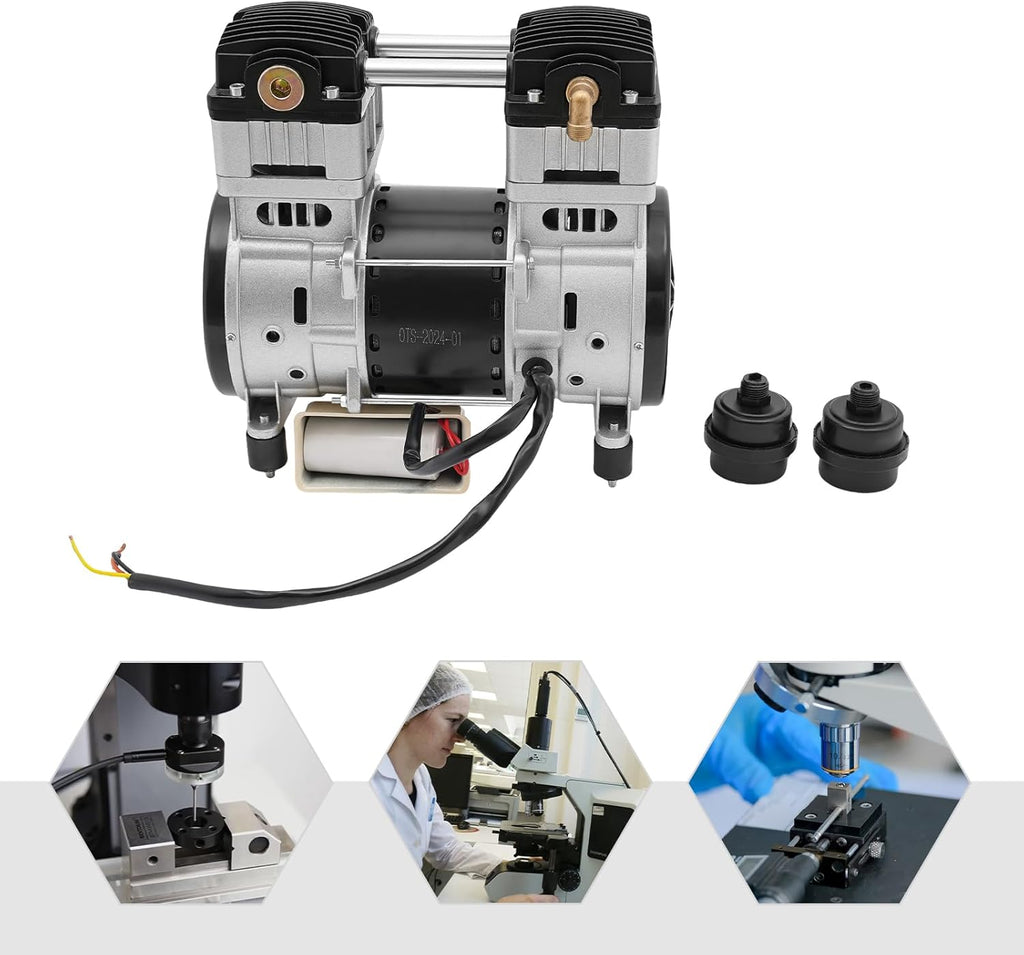 Compresseur d'air 1500 W Tête de pompe avec 2 silencieux 1380 tr/min Moteur en cuivre pur pour usines, maisons et réparation automobile