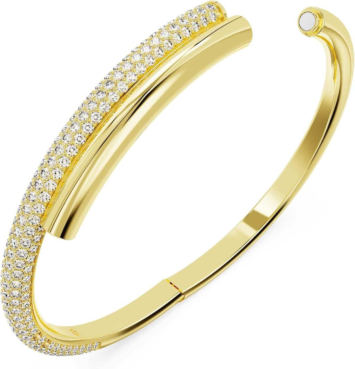 Swarovski Dextera Collection Bangle, Magnetic closure, White, Gold-tone plated