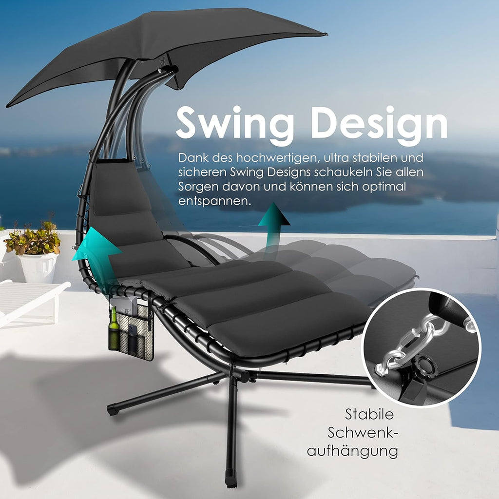 KESSER Chaise Longue Flottante avec Parasol | Suspendue | de Relaxation | à Bascule | Hamac | Poids Maximal de 120 kg