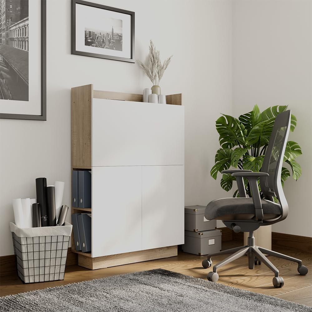 Vicco Secrétaire Bureau Alena, Sonoma/Blanc, 85 x 27 cm