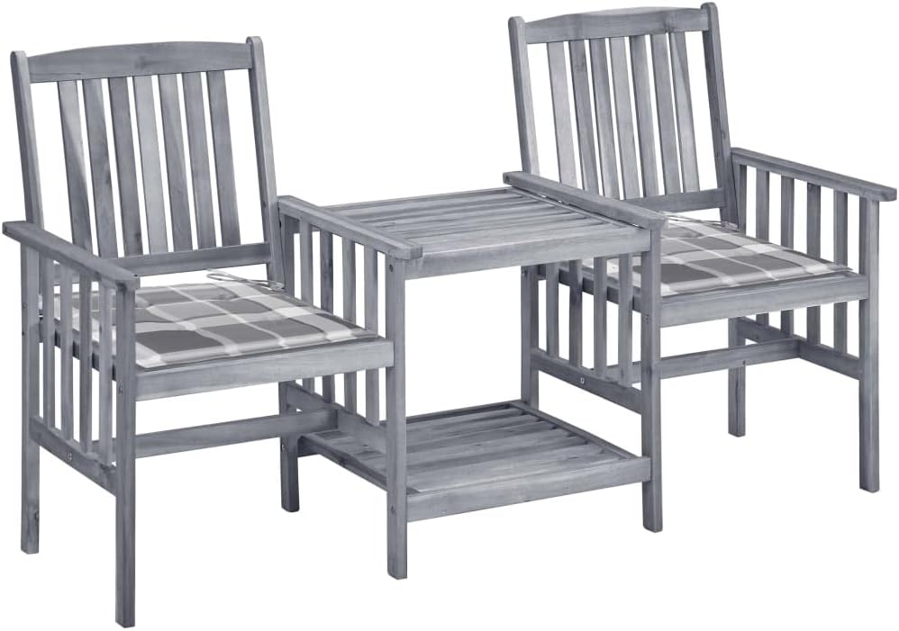 Générique Chaises de Jardin avec Table à thé et Coussins Acacia Solide,Salons de Jardin,3061316