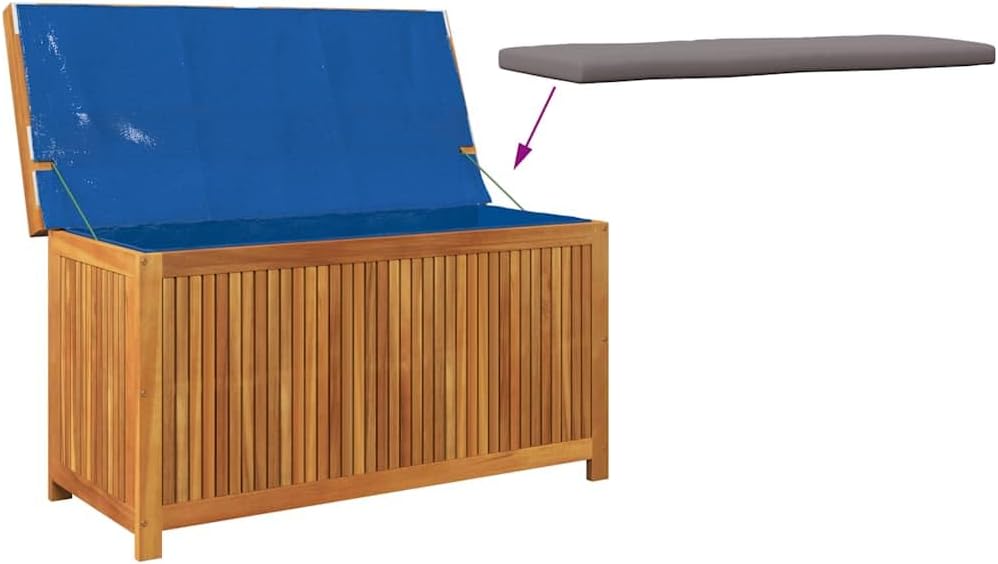 vidaXL Boîte à Coussins d'extérieur 113x50x60,5cm Bois Massif d'acacia, conteneur à Coussins, boîte de Rangement, boîte à Coussins d'extérieur