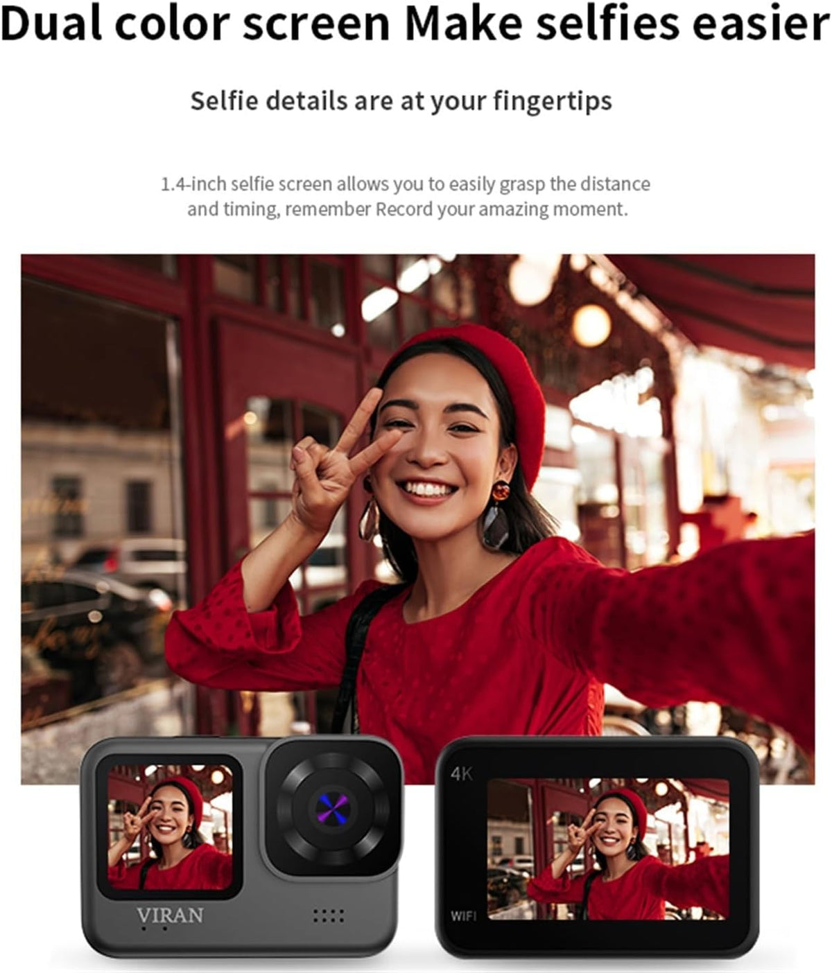 WAFOHSR Caméra d'action Anti-secousse WiFi 4K/60FPS V9 avec Écran De Télécommande Sport Grand Angle Étanche Haute RéSolution XJ-V9-16G