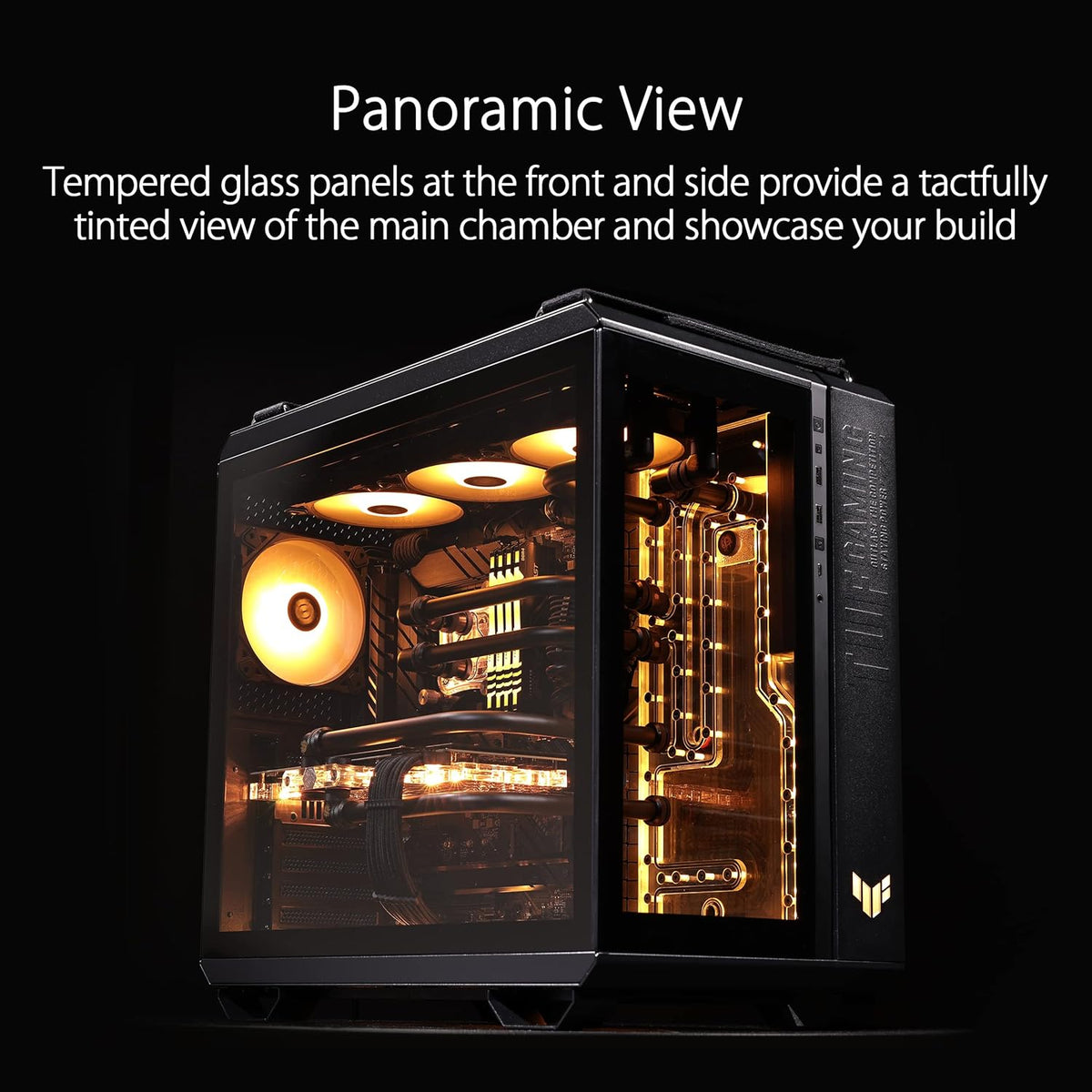 TUF Gaming GT502 Plus Blanc – Boîtier Tour avec Panneau latéral et façade en Verre trempé et 4 Ventilateurs 120 mm