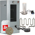 ITA Fumoir Électrique 7002 - Set Smoker avec chauffage, générateur de fumée - Armoire à fumage avec fenêtre & thermomètre - Acier inoxydable - Qualité UE, Direct fabricant - 81 cm avec 3 niveaux