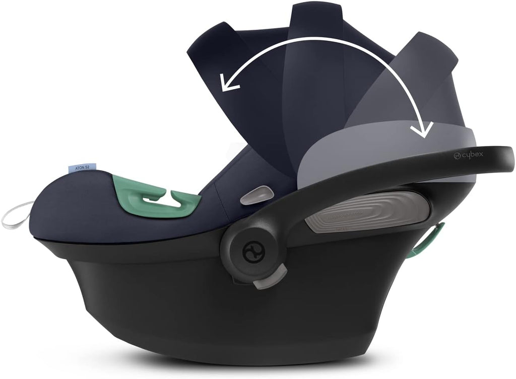 CYBEX Gold Coque Aton S2 i-Size, De la naissance à environ 24 mois, Max. 13 kg, Coussin Réducteur pour Nouveau-né inclus, Compatible SensorSafe, Ocean Blue
