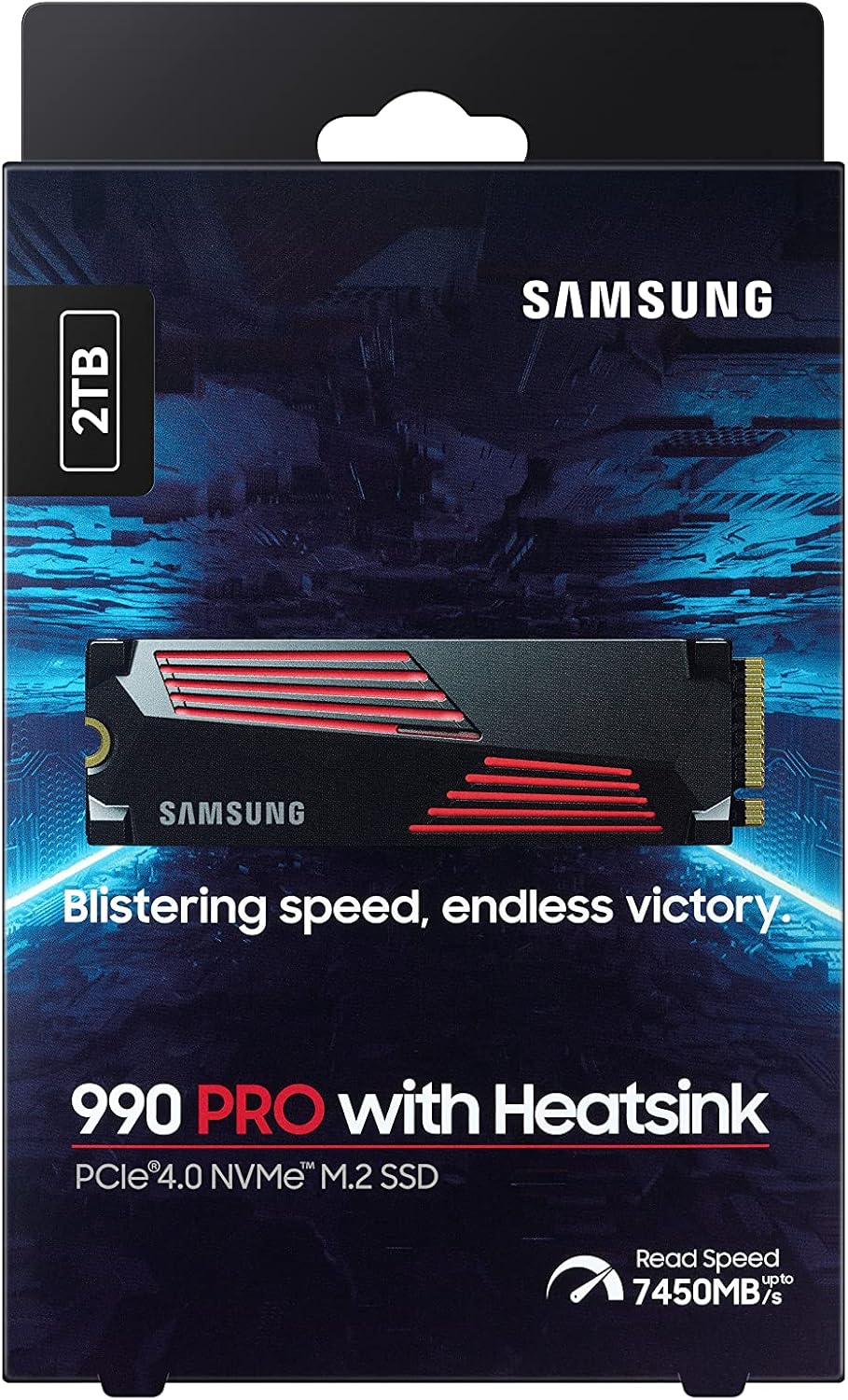 SSD Interne 990 PRO avec dissipateur, NVMe M.2 PCle 4.0, 2 To, Vitesse de lecture jusqu'à 7 450 Mo/s, Gestion Intelligente de la chaleur, MZ-V9P2T0CW