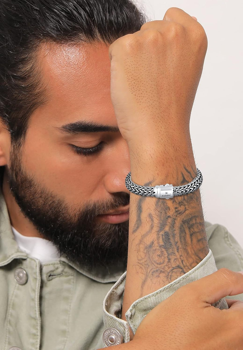 Bracelet Kuzzoi en argent - Fait à la main - Pour hommes - Avec gravure Kuzzoi - 10 mm de large - 66 g - 335204