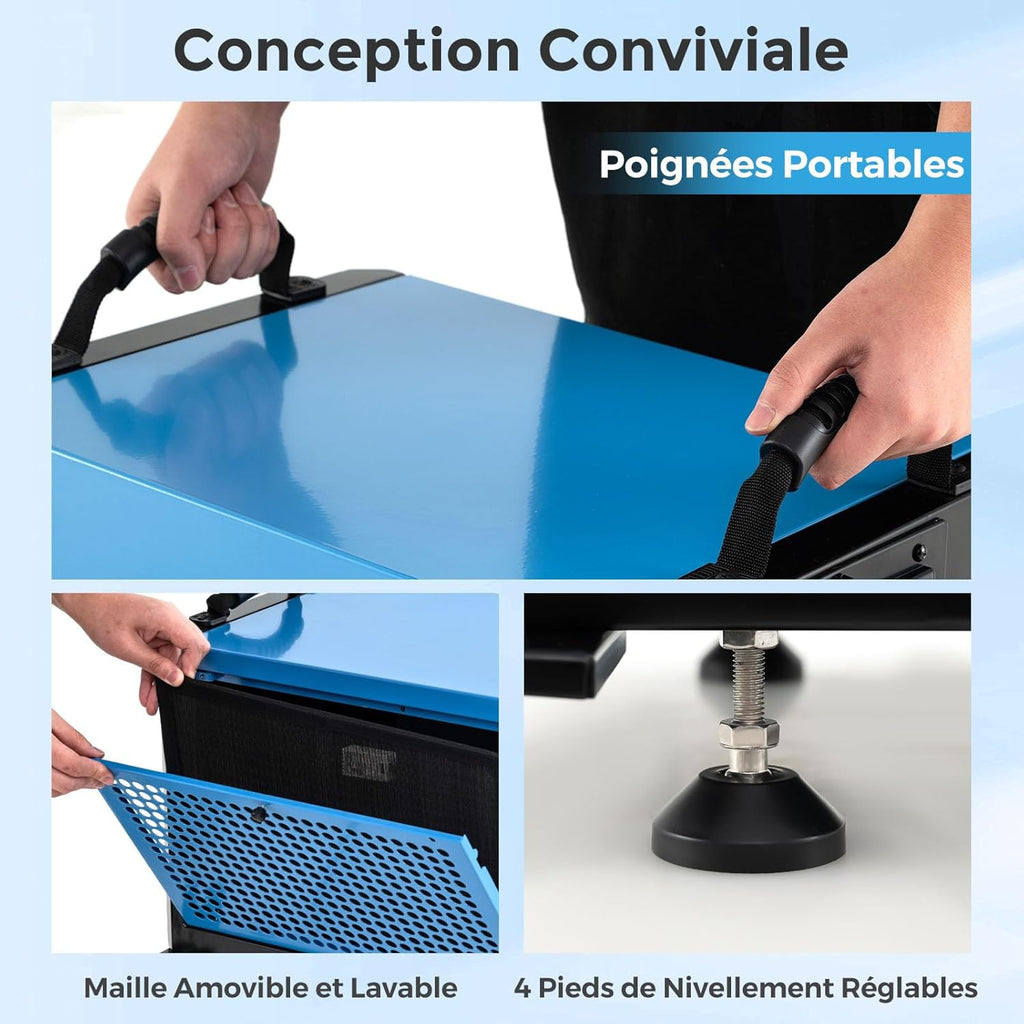 RELAX4LIFE Déshumidificateur Commercial 59L/J, Déshumidificateur Électrique avec Minuterie 24H et Mode Silencieux, Dégivrage Automatique, Tuyau de Drainage pour Maison Cave (59L/J,Bleu)