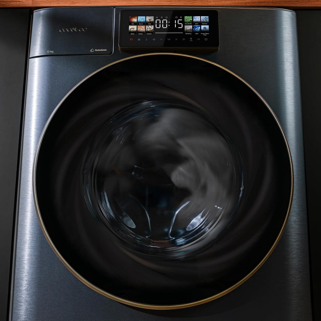 Cecotec Lave-linge 10Kg Chargement Frontal avec Autodose Bolero DressCode 10950 Autodose Inverter 3D Ice Blue A. 1400 tr/min, 13 Programmes, Basse Consommation, Moteur Inverter Plus
