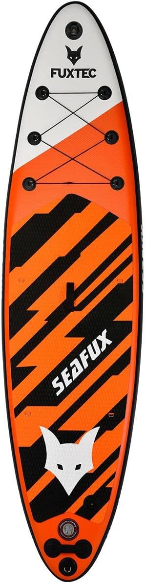 Fuxtec Stand Up Paddle Board Sea Cruiser Gonflable - 320 x 81 x 15 cm avec 3 Ailerons - Randonnée en Mer Supporte Jusqu'à 150kg - Sac à Dos Inclus