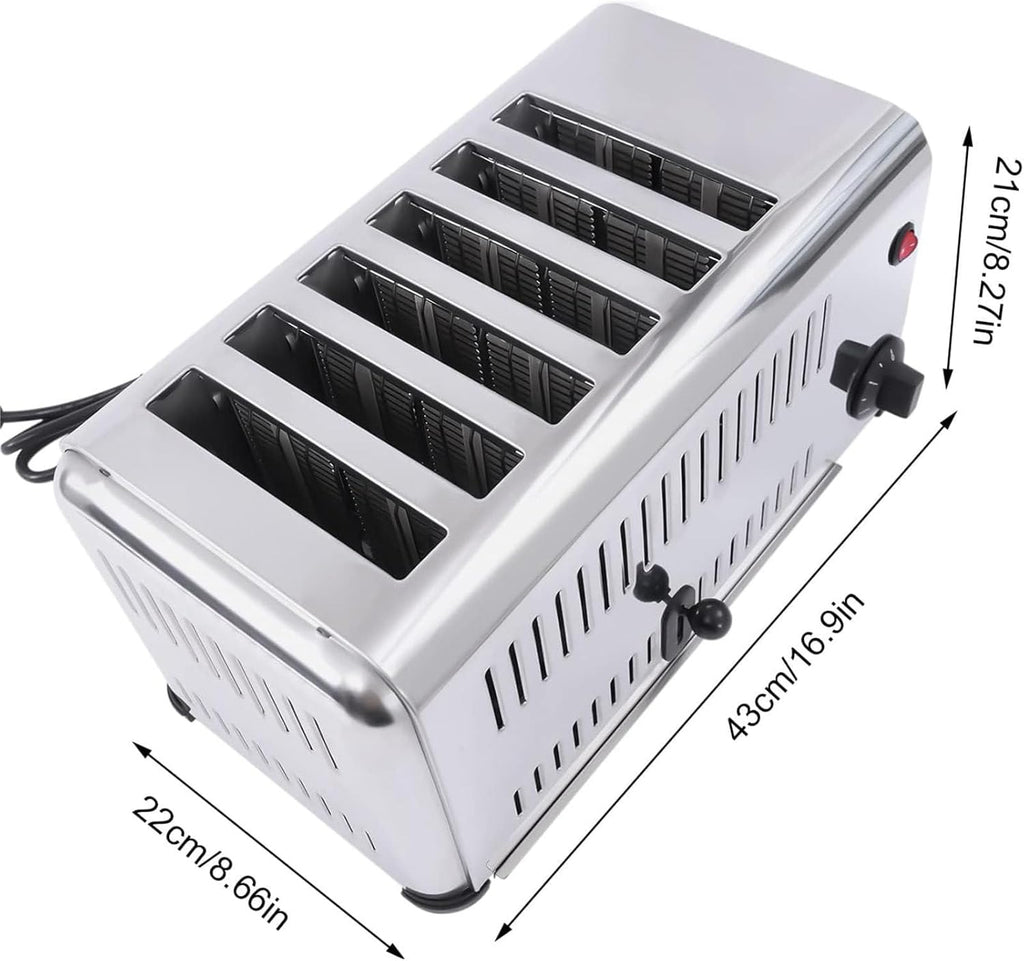 Beachtiful Machine à Pain Commerciale Grille-Pain 6 Tranches, Fente de 3 cm, pour Restaurant et Cuisine Domestique 2240W