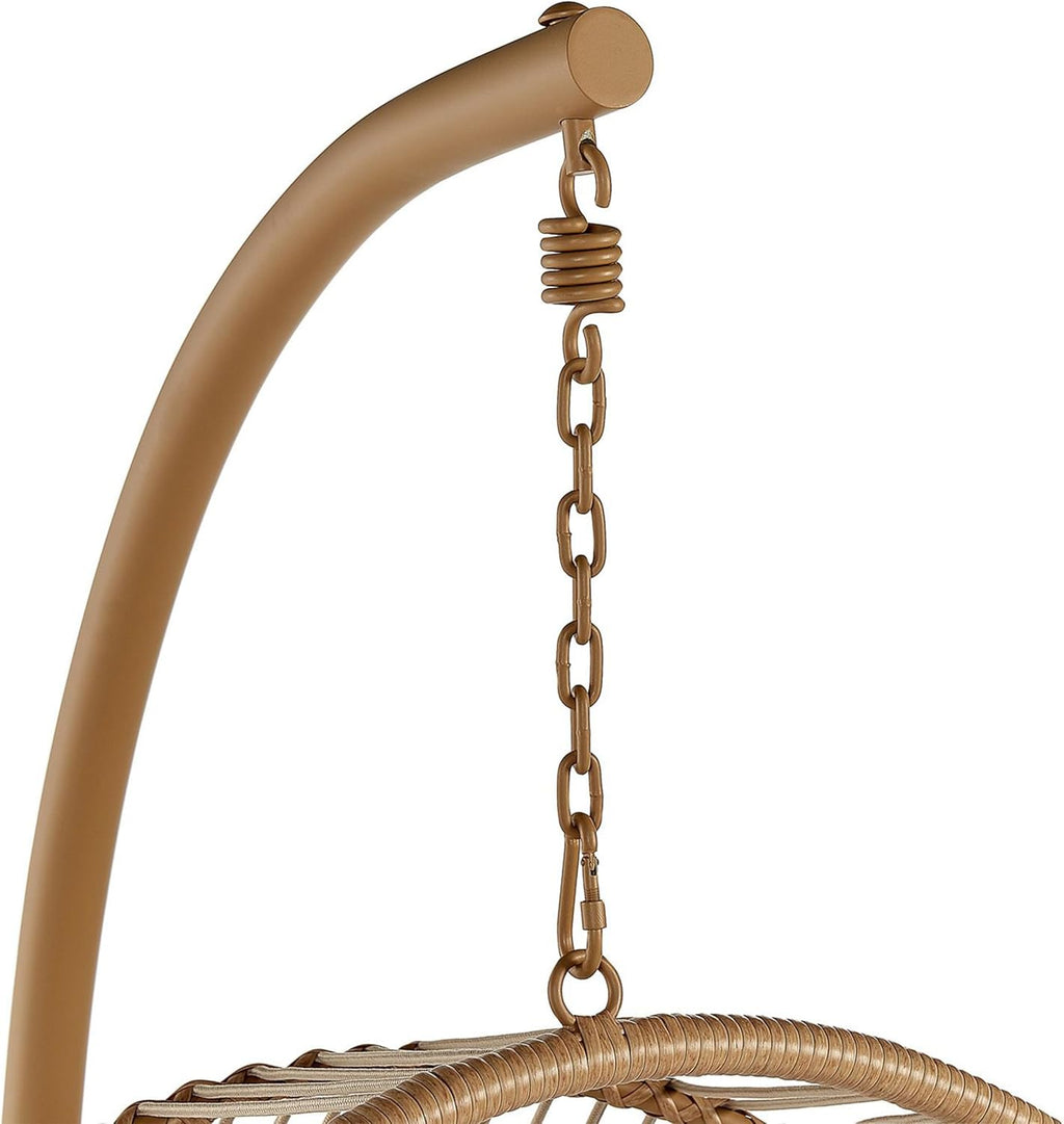 Fauteuil Suspendu en Polyrotin Beige avec Support en Métal Intérieur Extérieur Acri