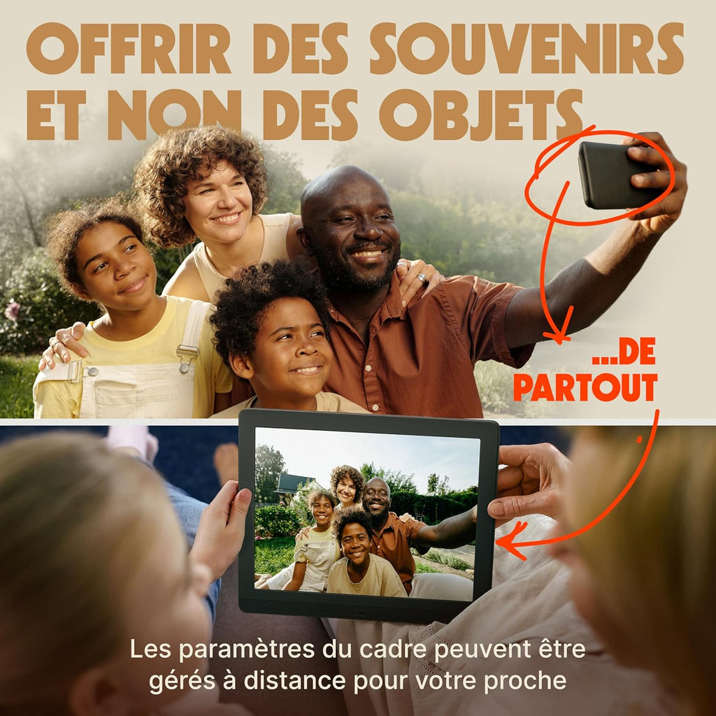 Pix Star Cadre Photo Numérique WiFi, USB - Écran IPS 15 Pouces - Cadeau > Famille - Album Photo Numérique