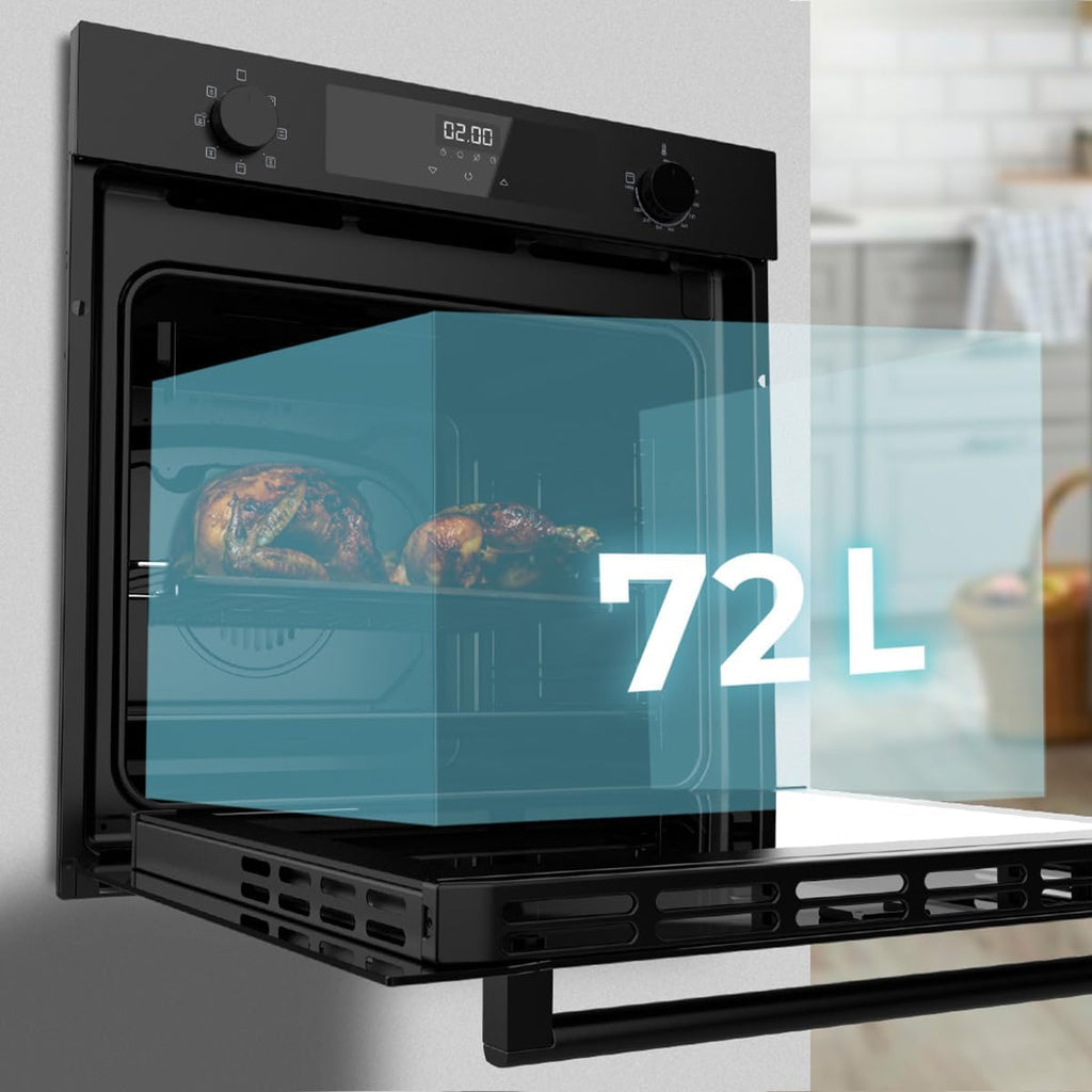 Cecotec Four Multifonction 60cm Bolero Hexa M226000 Glass Black A. 2800W, 72L, 7 Fonctions, Mode Grill, Grill ventilé, Mode Convection, Defrost, Base vapeur X2, Steam EasyClean, Steam Assist