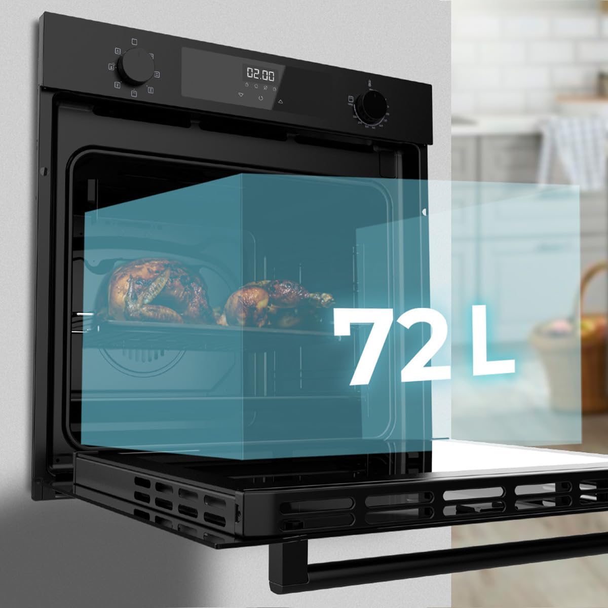 Cecotec Four Multifonction 60cm Bolero Hexa M226000 Glass Black A. 2800W, 72L, 7 Fonctions, Mode Grill, Grill ventilé, Mode Convection, Defrost, Base vapeur X2, Steam EasyClean, Steam Assist