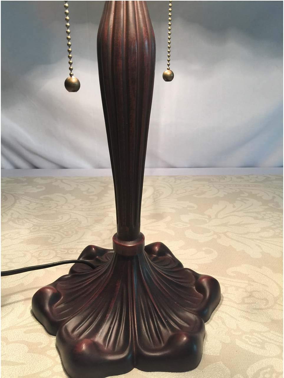 Bieye L30789 Lampe de table style baroque Tiffany en vitrail avec abat-jour de 40,6 cm de large, 61 cm de haut, orange