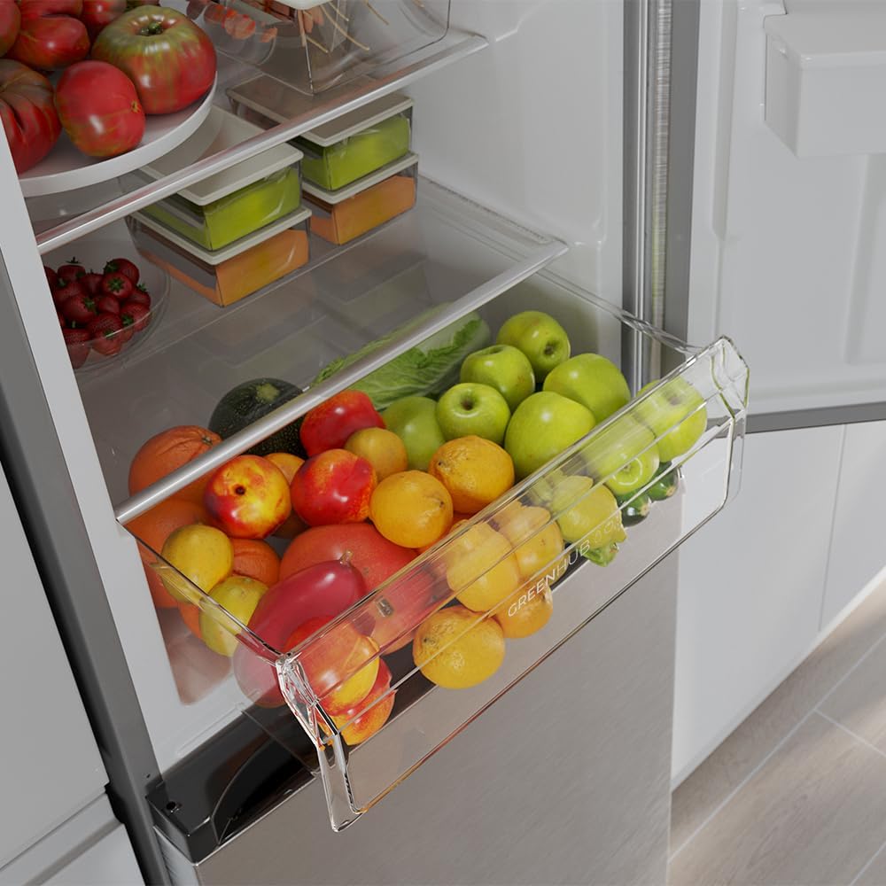 Cecotec Bolero CoolMarket Réfrigérateur Combiné 2 Portes Combi 296 DF WD Inox E. 296L, 60cm de Largeur, Fonctions FastCooling, FastFreezing et DeFrost, Intérieur LED, Distributeur d'Eau Intégré, Inox