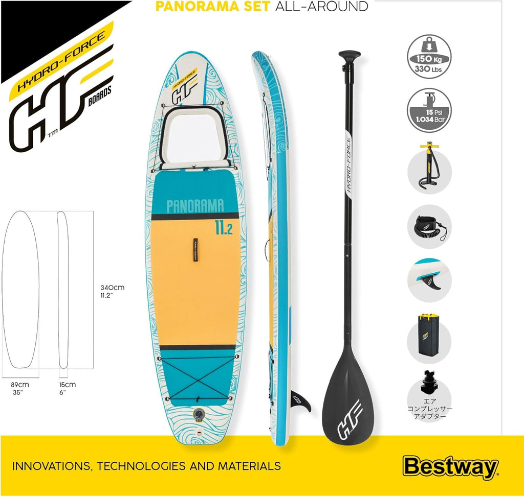 Hydro-Force Inflatable Stand Up Paddle Board | Complete Set with Hand Pump, Travel Bag and Built-in Window, Multiple Sizes
