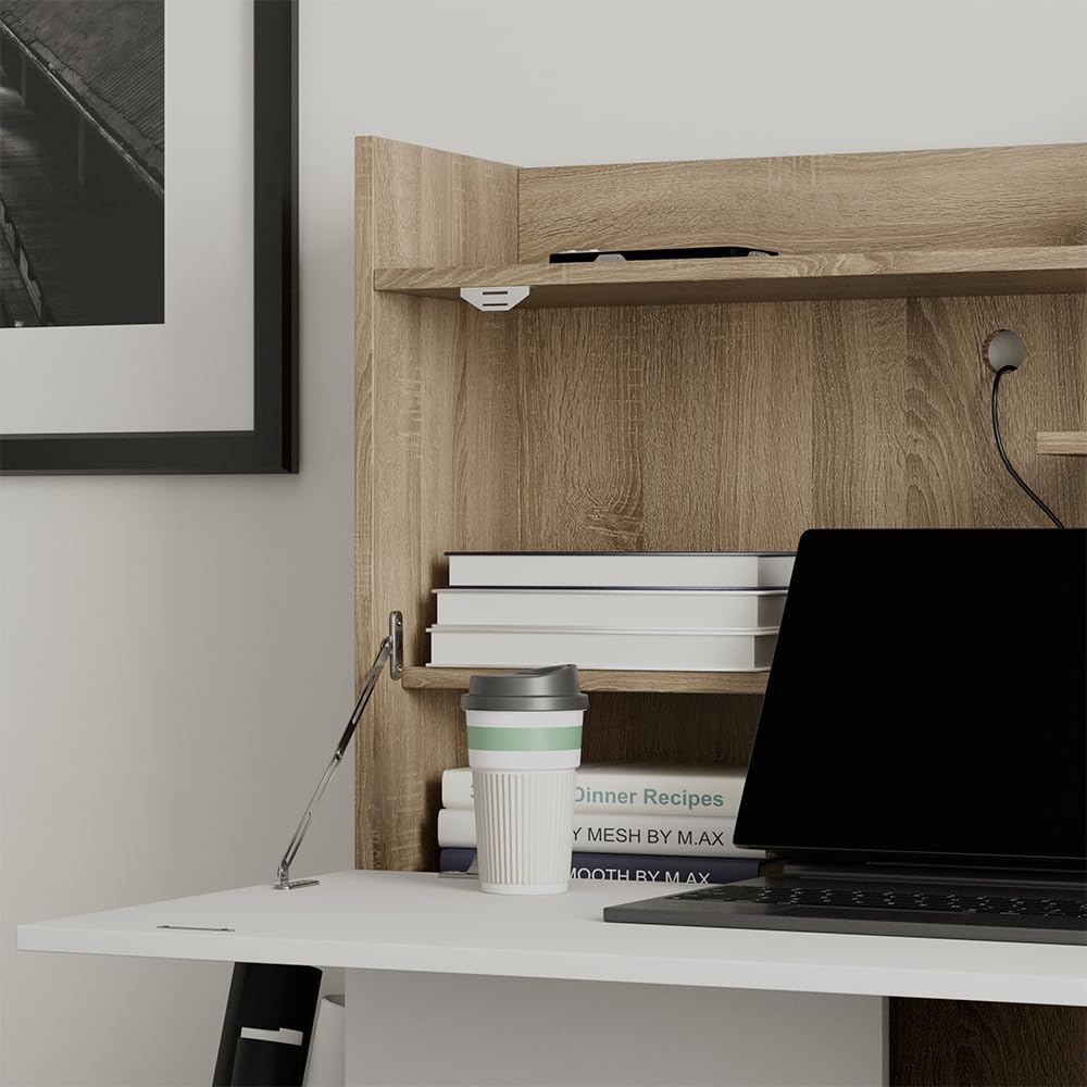 Vicco Secrétaire Bureau Alena, Sonoma/Blanc, 85 x 27 cm