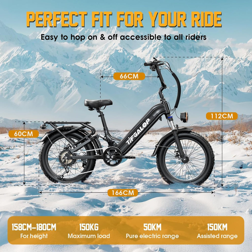 Lohang Vélo électrique Adulte, 20 Pouces, Batterie au Lithium Amovible 48 V 20 Ah, autonomie 50-150 km, Suspension intégrale, 7 Vitesses.