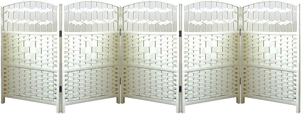 Paravent en osier tissé à la main – Ensemble de 5 pièces courtes amovibles et réglables pour salon, chambre à coucher, bureau – Élégant (30 x 50 cm)