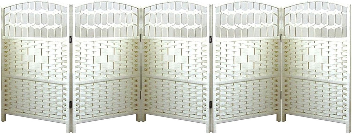Paravent en osier tissé à la main – Ensemble de 5 pièces courtes amovibles et réglables pour salon, chambre à coucher, bureau – Élégant (30 x 50 cm)