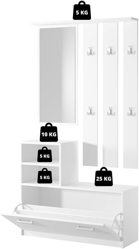 Meuble d'entrée/Vestiaire YESFIR - 85 cm - Vert Bouteille - Meuble à Chaussures - portemanteau - Miroir