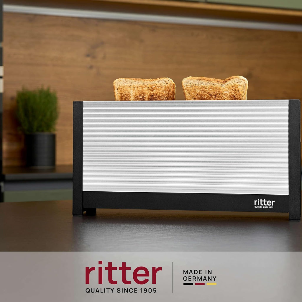 ritter volcano 3, grille-pain compact à 2 fentes longues avec réchauffe-pain, fabriqué en Allemagne
