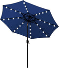 WSHA Parapluie d'extérieur avec lumières LED à énergie Solaire 9 pi. Parapluies de marché déportés avec Inclinaison et manivelle, Bleu