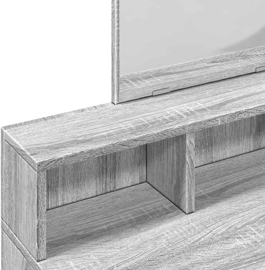 AJJHUUKI Coiffeuse avec miroir Gris Sonoma 80 x 41 x 144,5 cm - Meubles, armoires et rangement, coiffeuses pour chambre à coucher