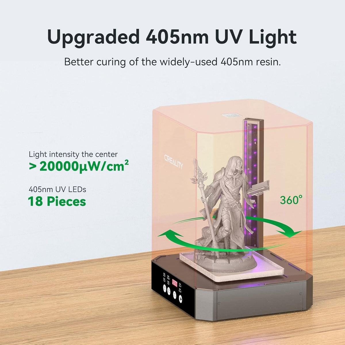 Creality UW-03, imprimante 3D résine LCD/DLP/SLA machine de nettoyage et de durcissement 2-en-1 210 x 160 x 200 mm