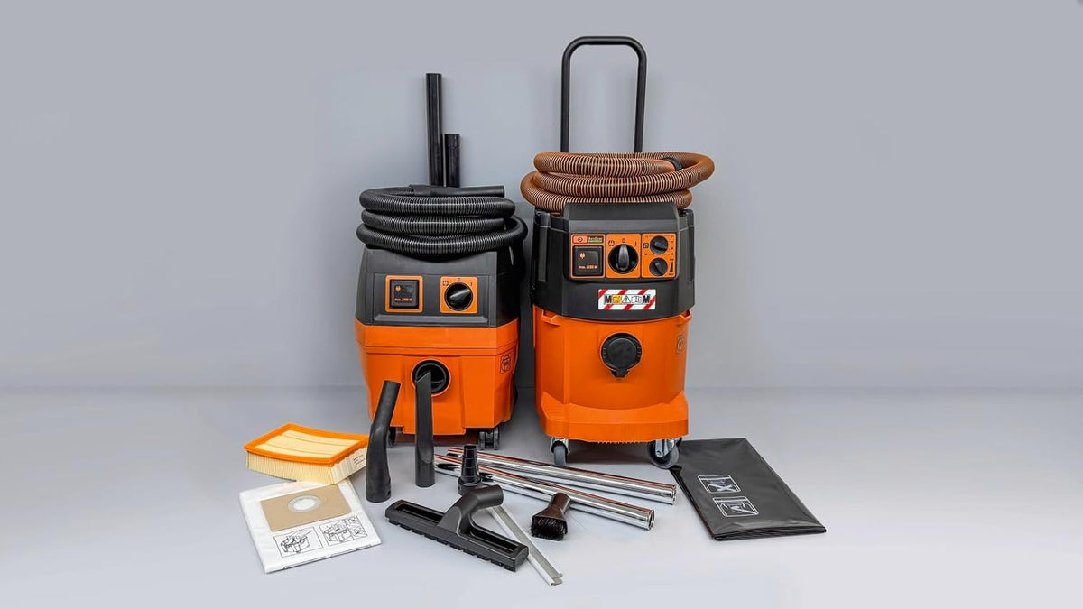 FEIN Dustex 35 L, Aspirateur eau et poussières puissant pour le raccordement d'outils électroportatifs en atelier ou sur chantier. Câble avec fiche 7.5 m, Puissance absorbée 1 380 W