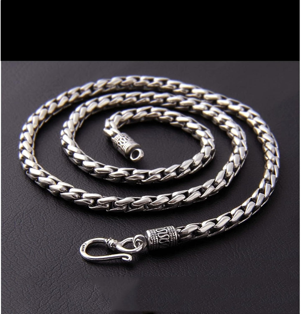 AmDxD Bijoux Collier Argent Homme 925 Spiga Collier Chaîne 4.6mm Colliers Vintage