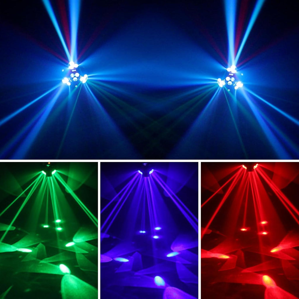 DJ Party Light, 200 W RGBW 4 en 1 LED DJ Stage Lights, DJ Lights avec rotation infinie et son activé pour mariage DJ Party et Live House