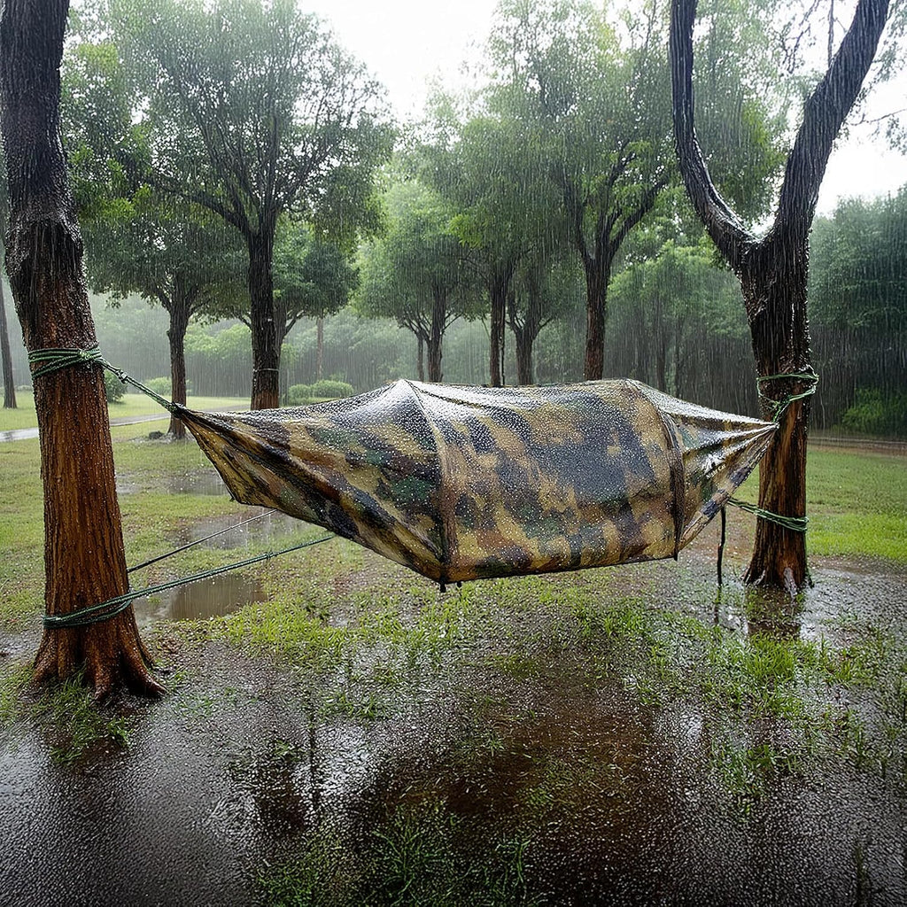 Night Cat Hamac Tente Fond Plat pour 1 Personne avec Moustiquaire Couverture Imperméable et Espace de Rangement Supplémentaire Randonnée Camping dans Jardin Arrière Cour Sauvage