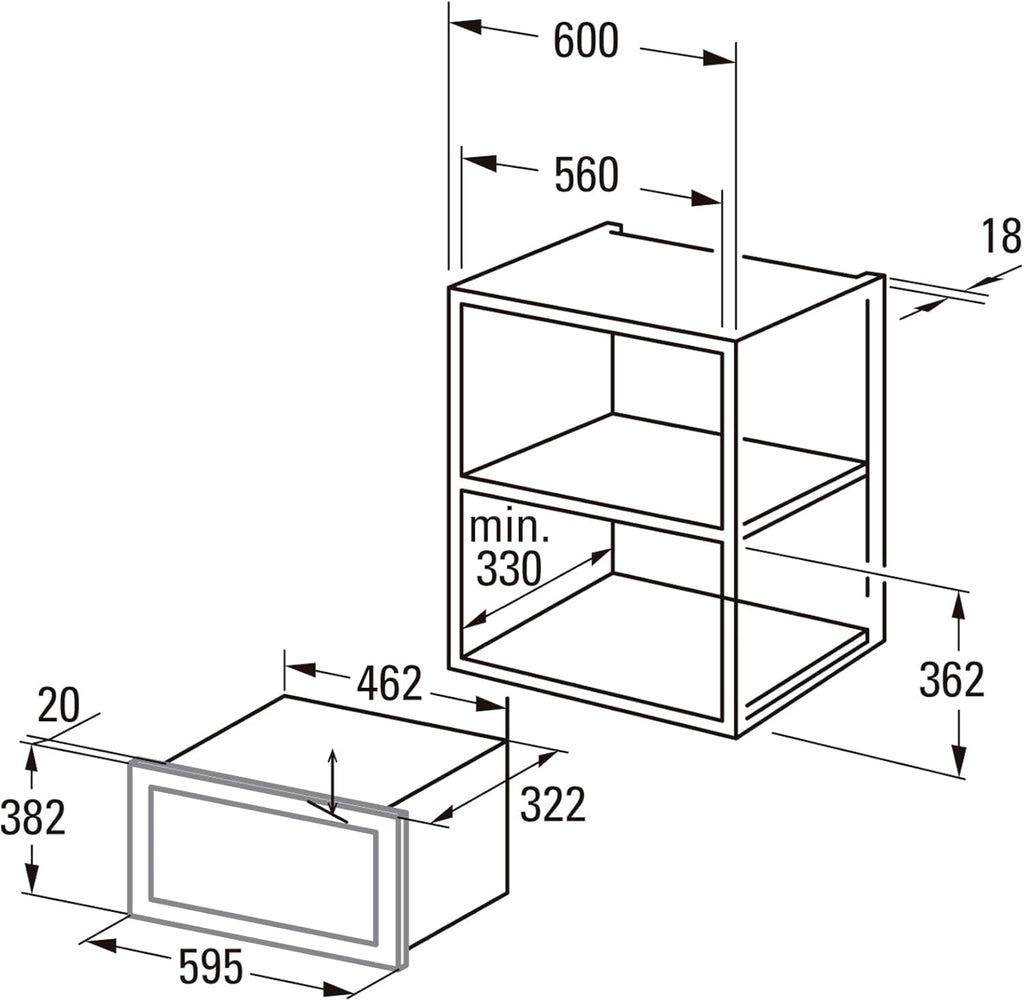 CATA - MMA 20 WH - Micro-ondes encastrable - Blanc - Intérieur en acier inoxydable - Installation dans un meuble haut - 5 niveaux de puissance - Gril de 1000 W - Avec minuterie - 20 L - Largeur 60 cm