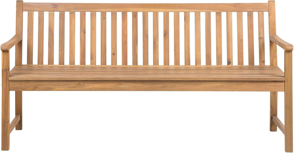 Beliani Banc de Jardin ou Terrasse 180 cm en Bois d'Acacia Certifié de Marron Clair Durable et Facile à Entretenir Design Traditionnel