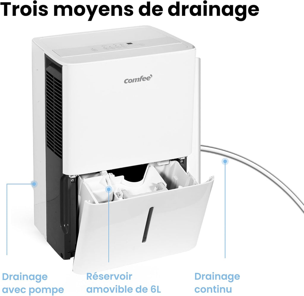 Déshumidificateur Puissant, Absorbe jusqu'à 50L/Jour, Sèche-linge, Mode confort, Grand Réservoir 6L, Minuterie 24H, Idéal pour grandes pièces de 101-116㎡, MDDPE-50DEN7, Cave, Sous-sol
