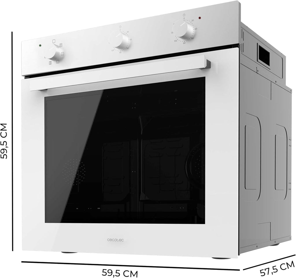 Cecotec Four Encastrable Multifonctions Bolero Hexa M236000 Glass White Time A. 70L, 6 Fonctions,Minuterie,classe A, 2800W, Steam Base XXL, Steam Assist, Cooling Fan, Defrost, Convection,Triple Glass