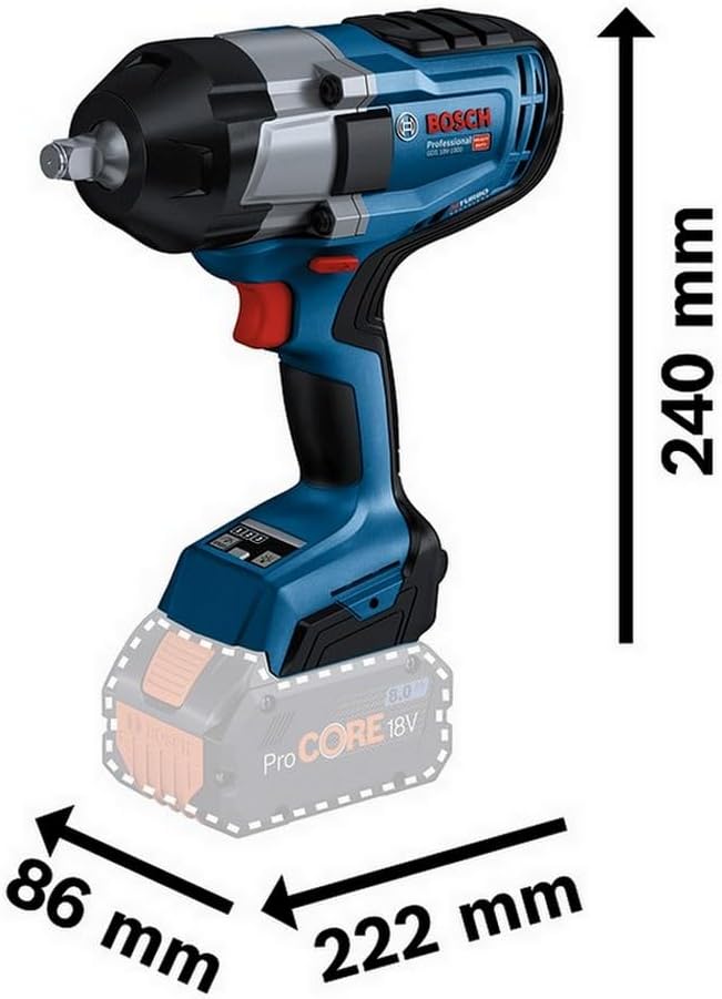 Bosch Professional 18V System boulonneuse sans-fil BITURBO GDS 18V-1000 (avec clip d’accrochage)