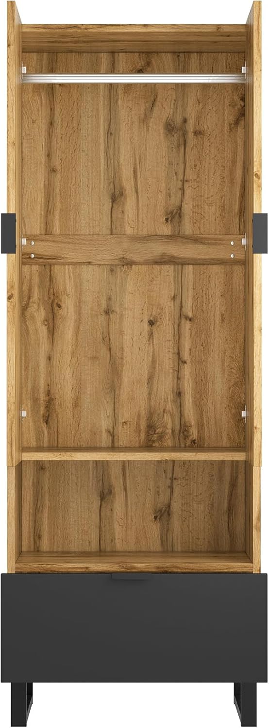 KecDuey Ensemble de garde-robe, 1 tiroir, 1 compartiment avec étagères réglables, avec tringle à vêtements tringle à vêtements uniquement