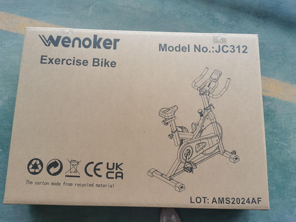 WENOKER Vélo d'appartement, résistance magnétique, vélo d'intérieur avec silencieux, volant d'inertie lourd et écran LCD amélioré