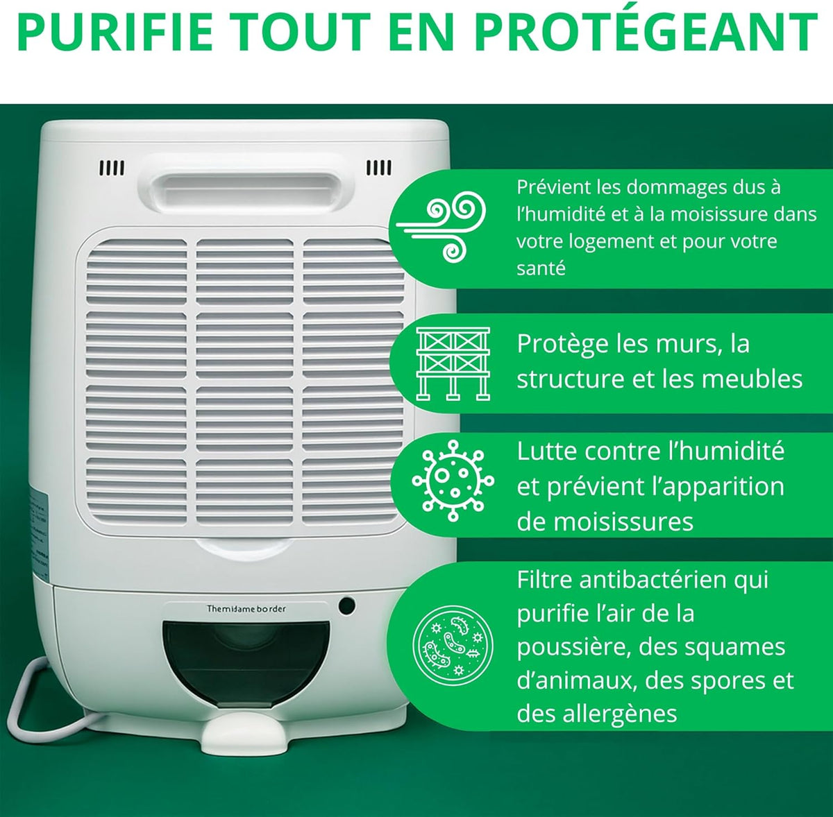 Meaco DD8L Junior Déshumidificateur par dessication - idéalment adapté à une utilisation dans les locaux non chauffés (en dessous de 10 C) - fonction auto-restart