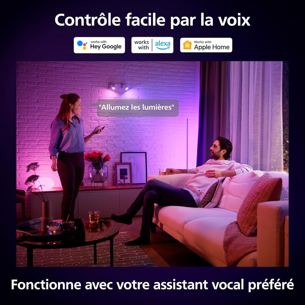 Hue Kit de Démarrage : Bridge Pro + 3 Spots GU10 + Smart Button, White & Color Ambiance, Ampoule HUE dimmable, Éclairage connecté compatible Home, Alexa, Google Assistant