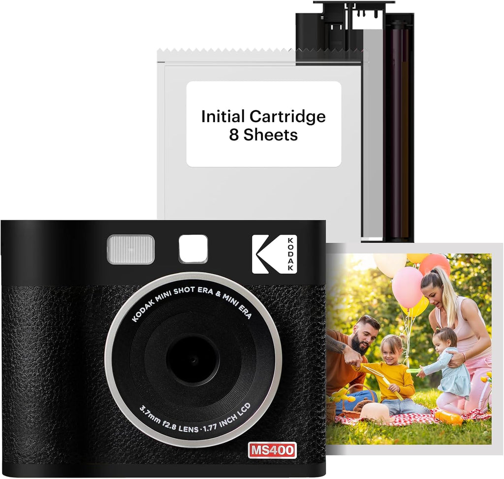 Kodak Cam Mini Shot 4 Era - Appareil Photo Numérique Instantané et Imprimante Photo, Noir 4x4 Appareil Photo + Papier Photo One-Touch