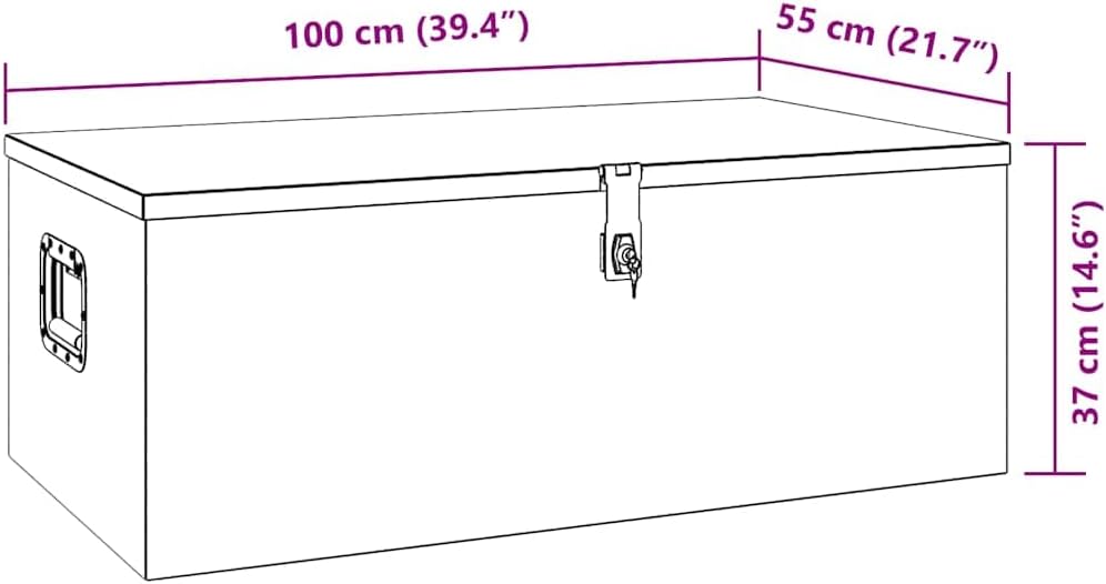 vidaXL Boîte de Rangement, Bac de Rangement avec Couvercle et Poignée, Coffre à Outils, Caisse de Remorque Transport, Argenté 100x55x37 cm Aluminium