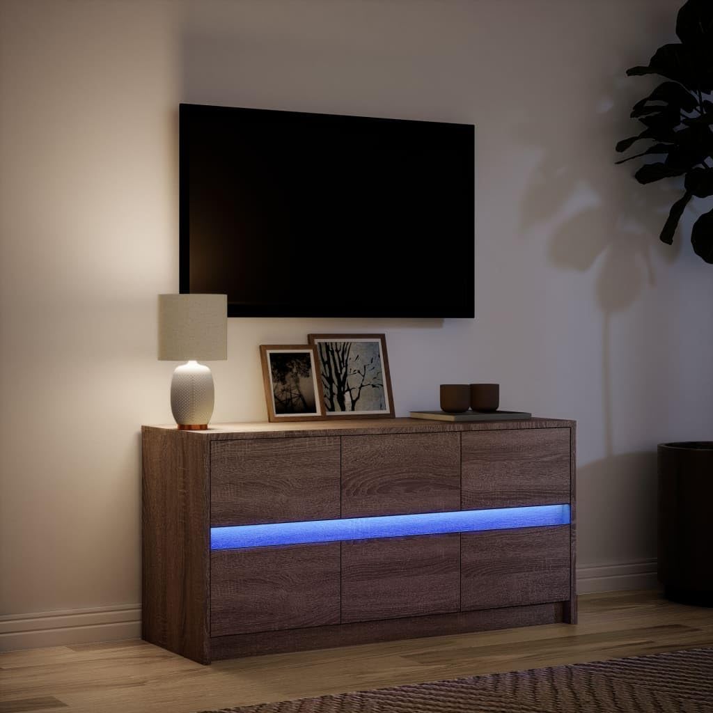 Festnight Meuble TV LED Meuble TV 100 cm Banc TV Table TVTable Television Salon Meubles pour Audio/vidéo Meuble de Salon-Chêne marron-100 cm