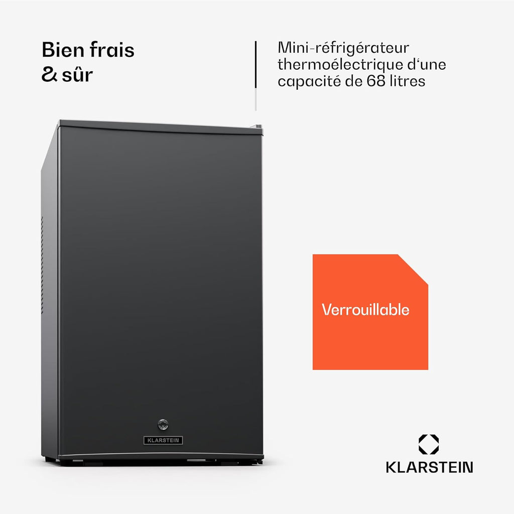 Klarstein Mini réfrigérateur et congélateur intérieur 68 L, réfrigérateur à étagères réglables